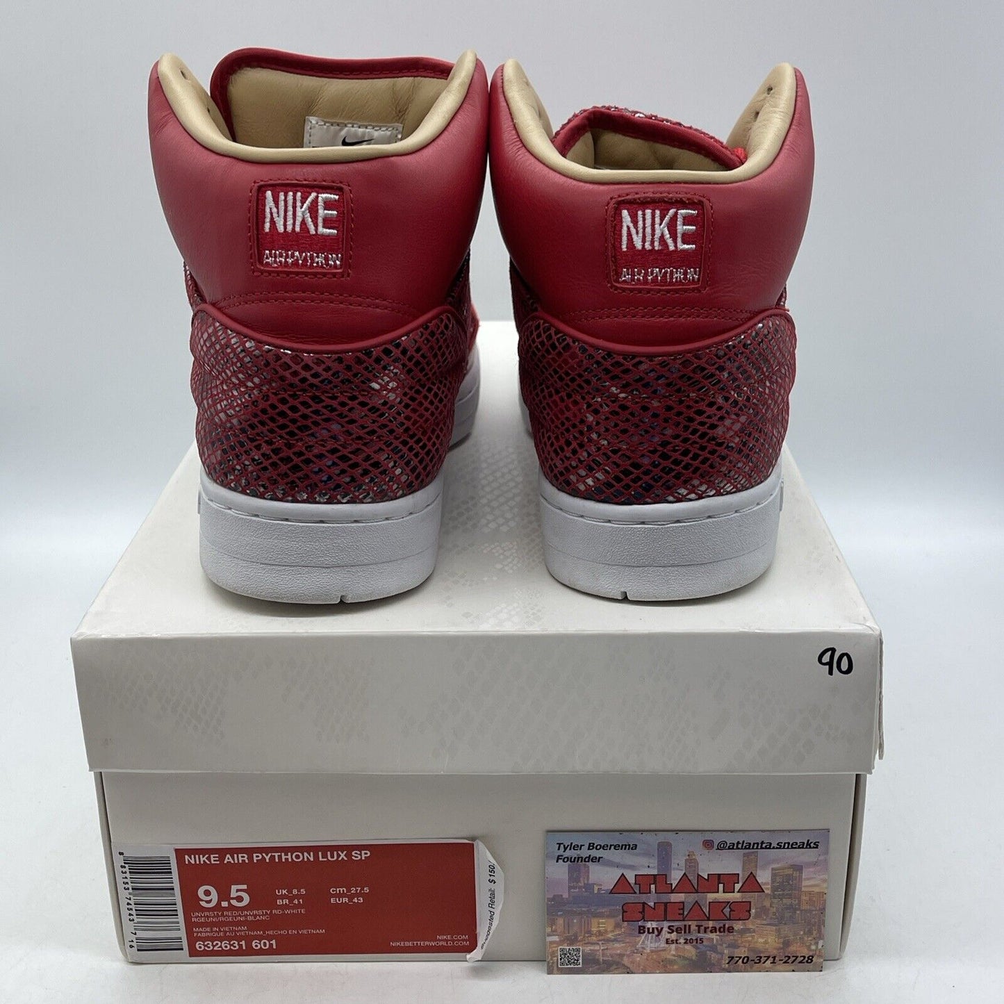 Size 9.5 - Nike Air Python Lux Sp Red White Black Leather (632631-601