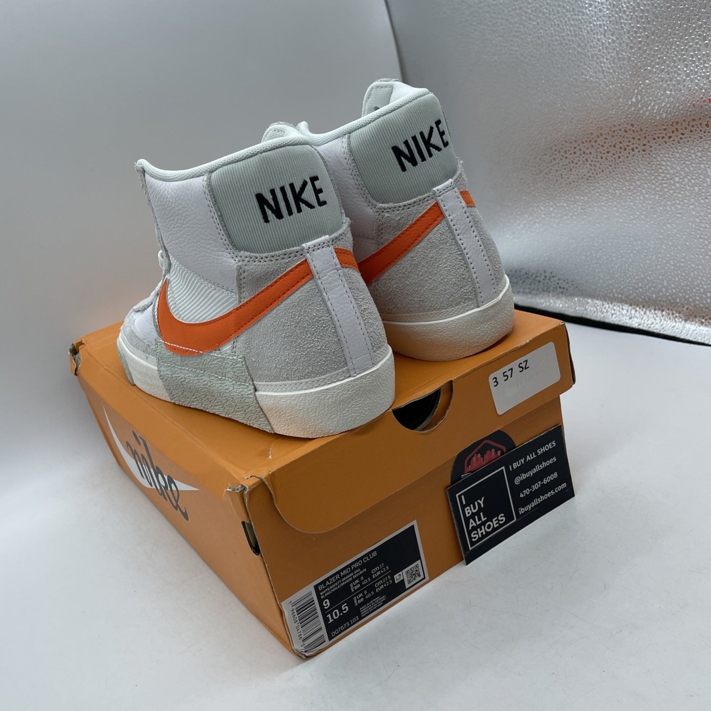 Size 9 - Nike Blazer '77 Pro Club Mid Remastered - White Safety Orange