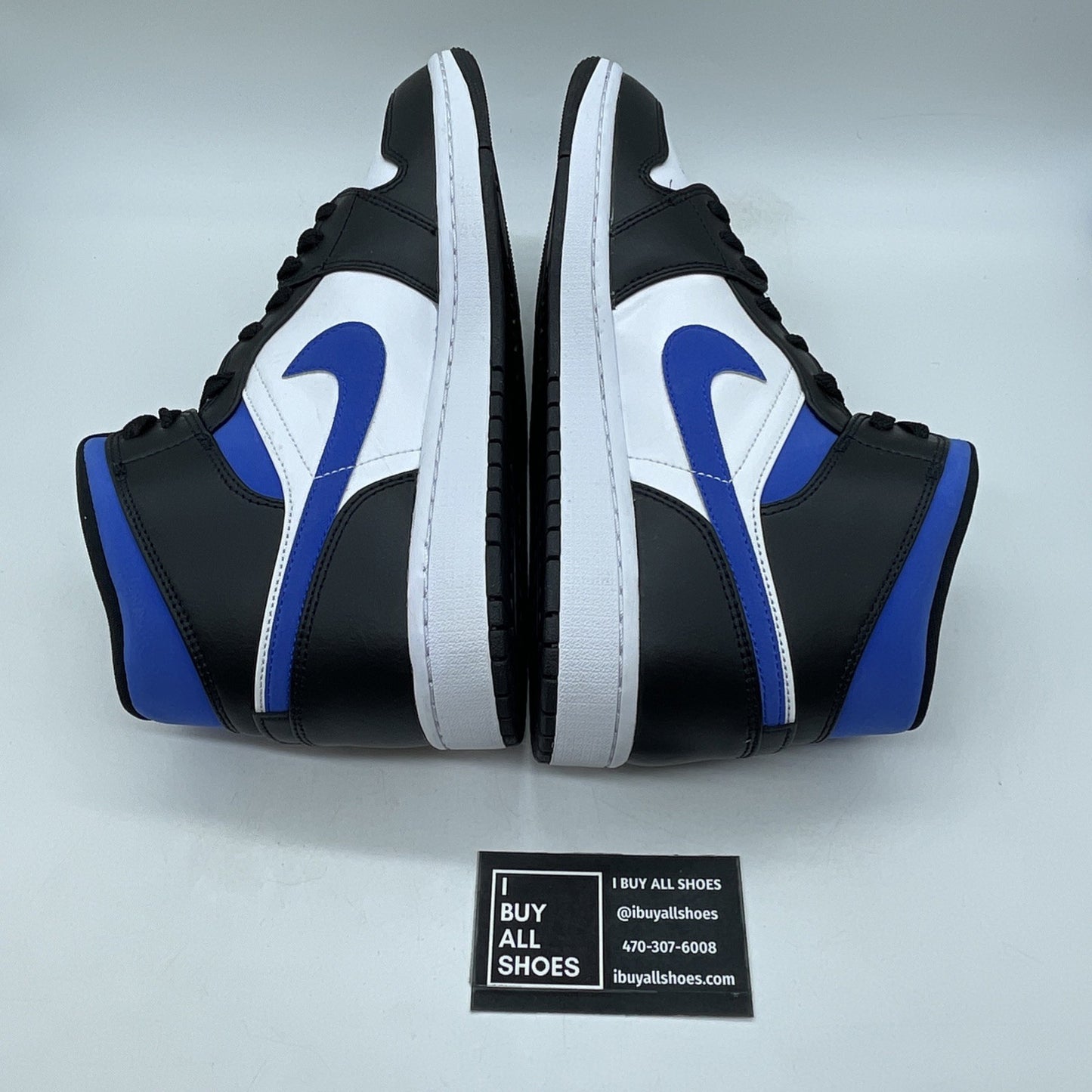 Size 11 - Air Jordan 1 Mid Racer Blue Black White Leather Suede (554724-140)