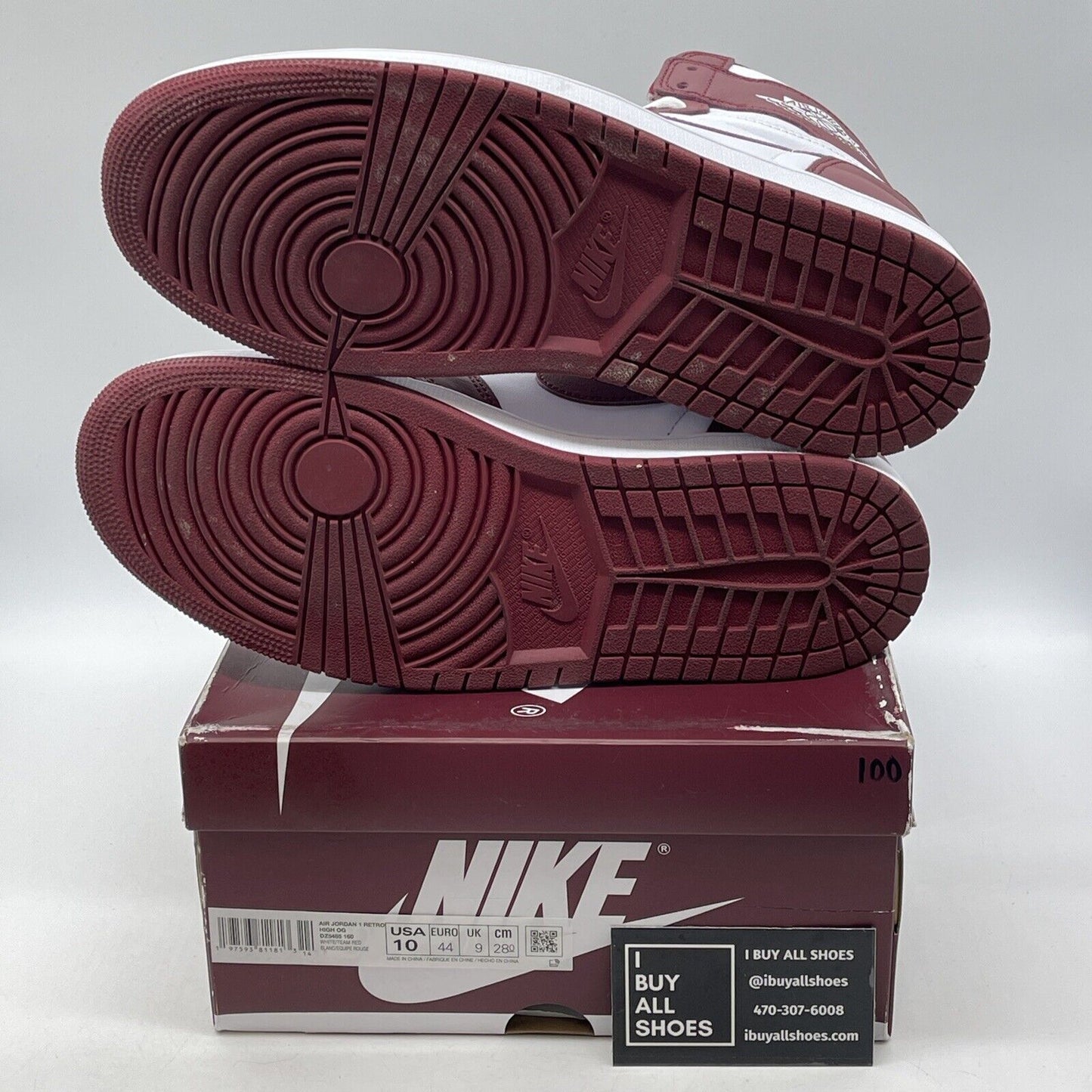 Size 10 - Air Jordan 1 Retro OG High Artisanal Red Burgundy White (DZ5485-180)