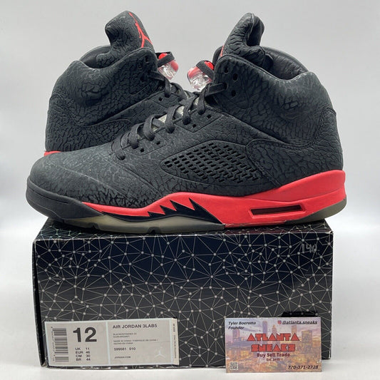 Size 12 - Air Jordan 5 Retro 3Lab5 Infrared Black Suede Leather (599581-010)