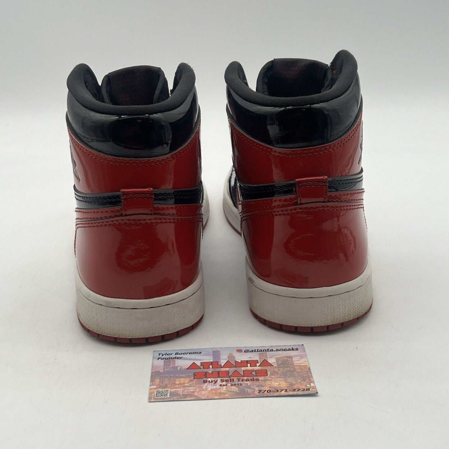 Size 8.5 - Jordan 1 Retro OG High Patent Bred Black White Red (555088-063)