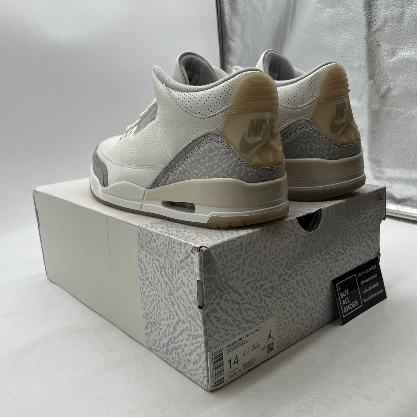 Size 14 - Air Jordan 3 Retro Craft Ivory/Grey White Leather (FJ9579-100)