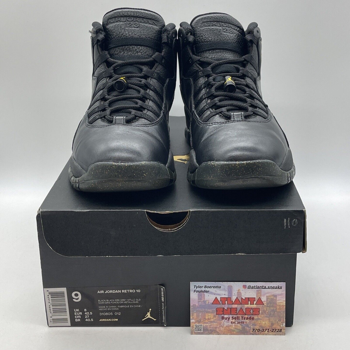 Size 9 - Air Jordan 10 Retro NYC Black Leather Gold (310805-012)