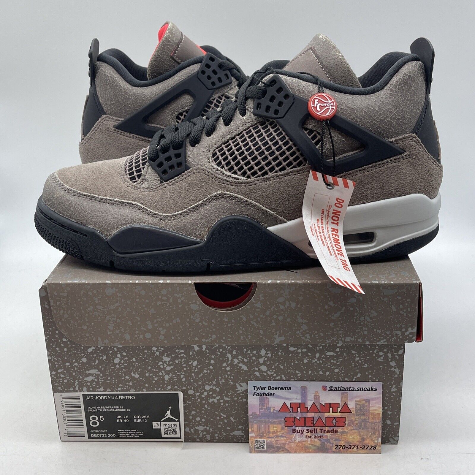 Size 8.5 - Jordan 4 Retro Mid Taupe Haze Brown White Black Suede (DB0732-200)