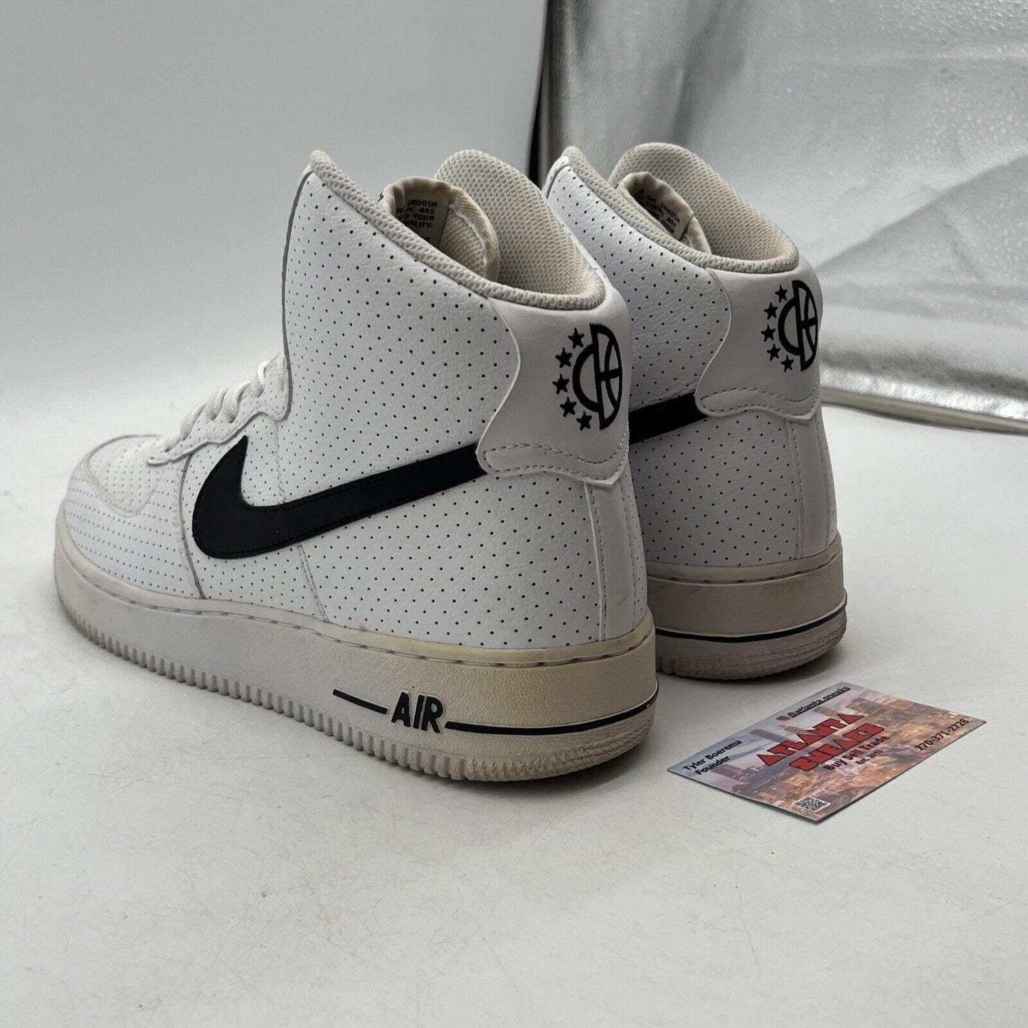 Size 9.5 - Nike Air Force 1 ´07 Perforated High White Black Leather (315121-120)