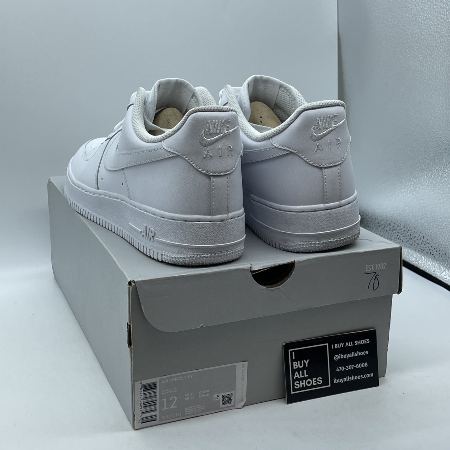 Size 12 - Nike Air Force 1 Low '07 White Leather (315122-111)