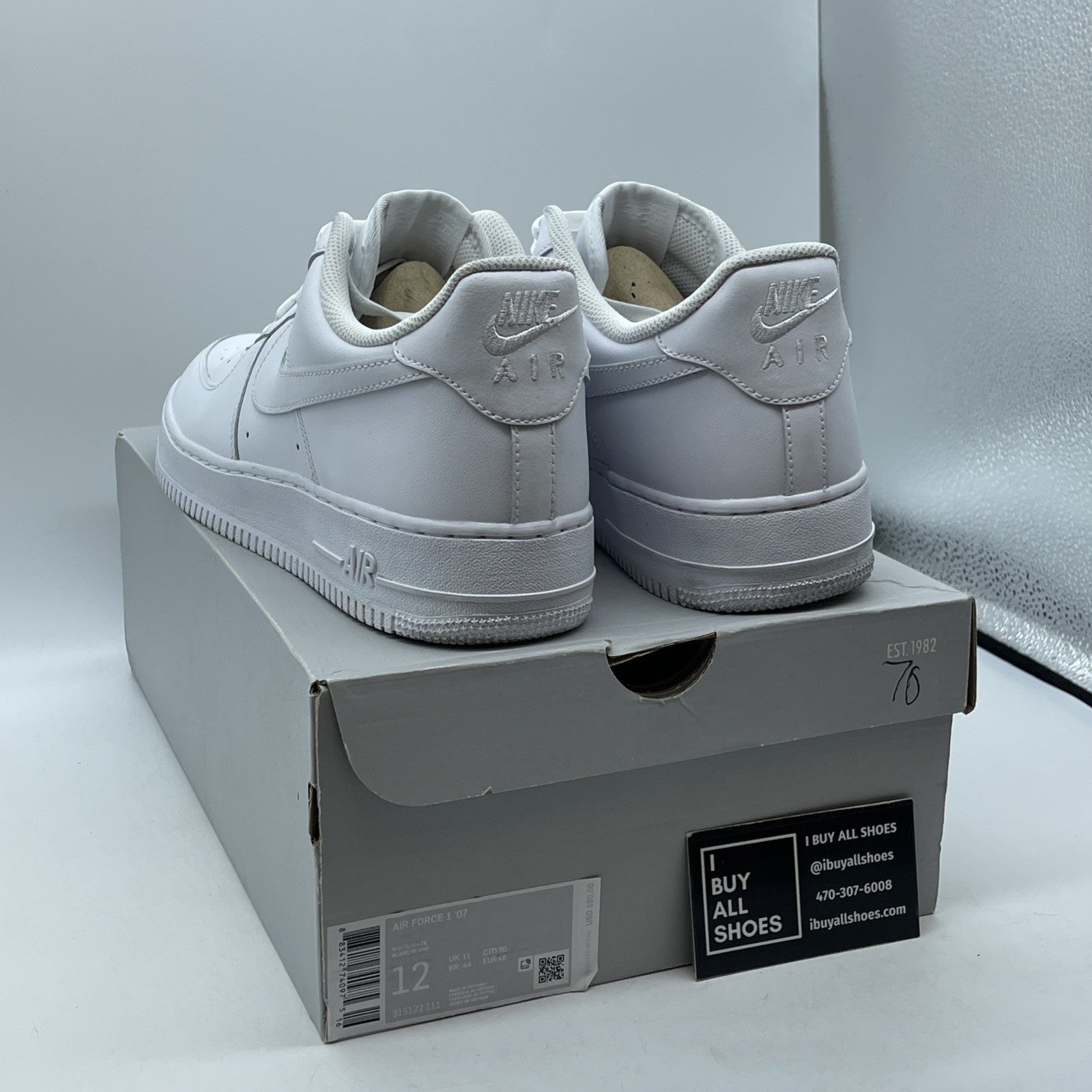 Size 12 - Nike Air Force 1 Low '07 White Leather (315122-111)