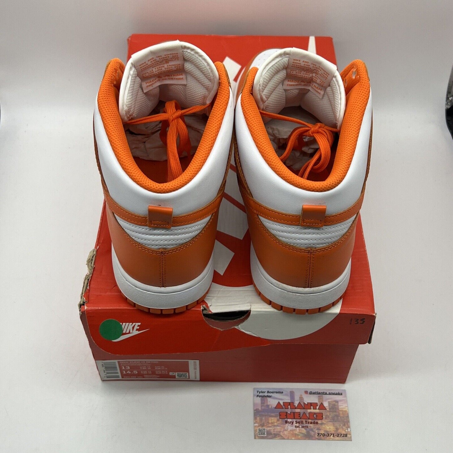 Size 13 - Nike Dunk SP 2021 High Syracuse White Orange Leather (DD1399-001)