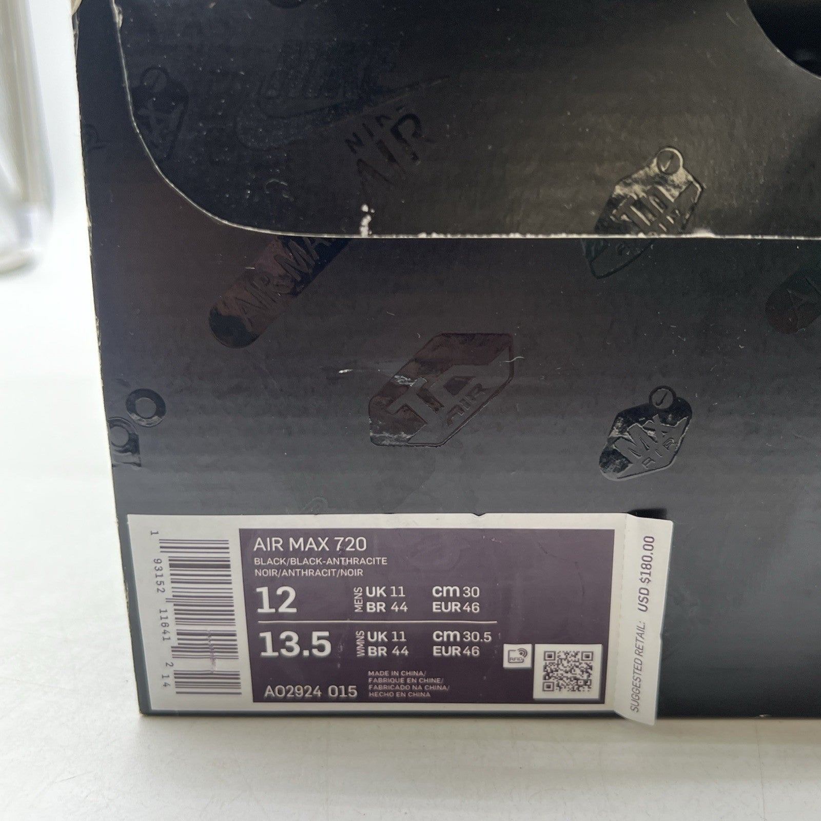 Size 12 - Nike Air Max 720 Triple Black (AO2924-015)