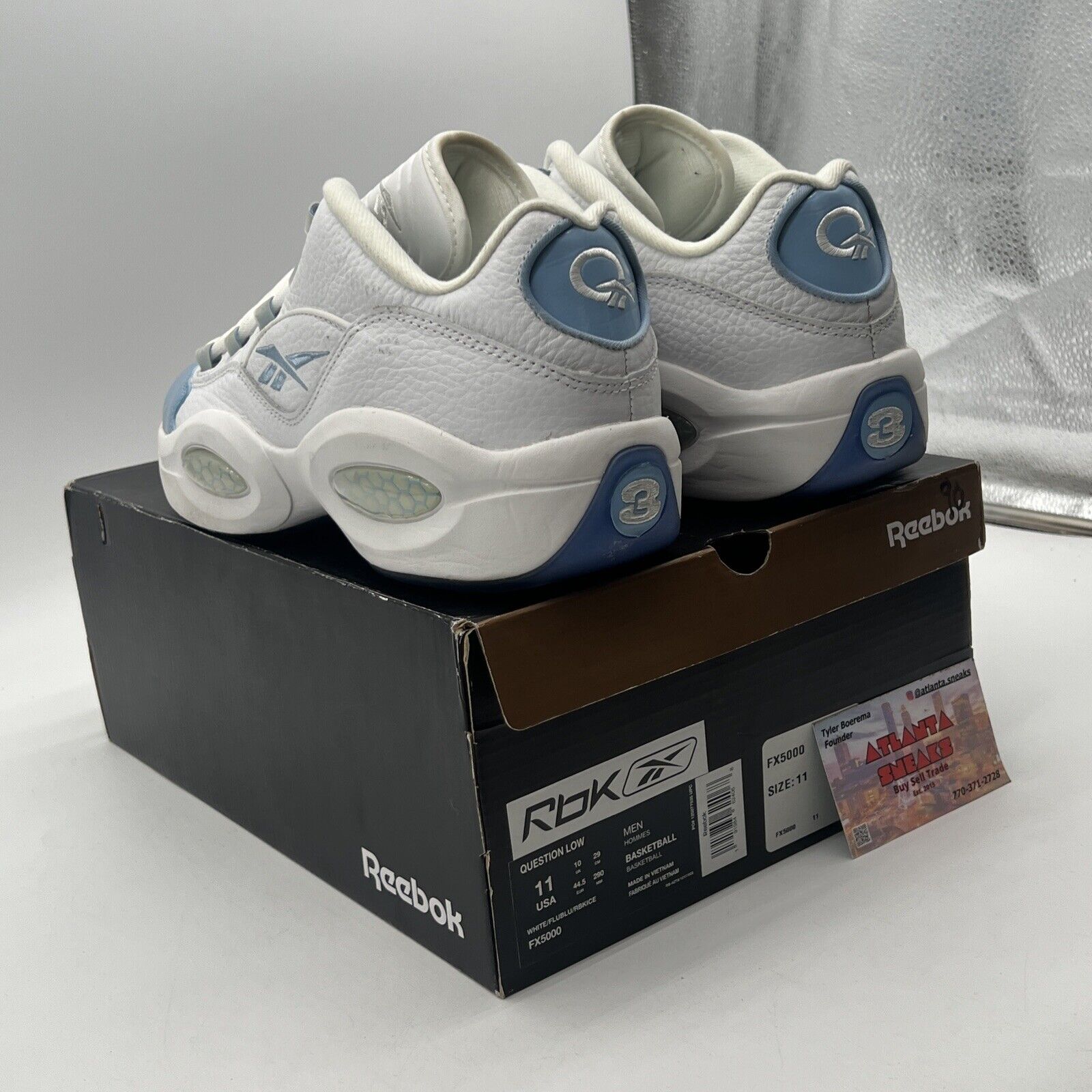 Size 11 - Reebok Question Patent Low Fluid Blue White Leather (FX5000)