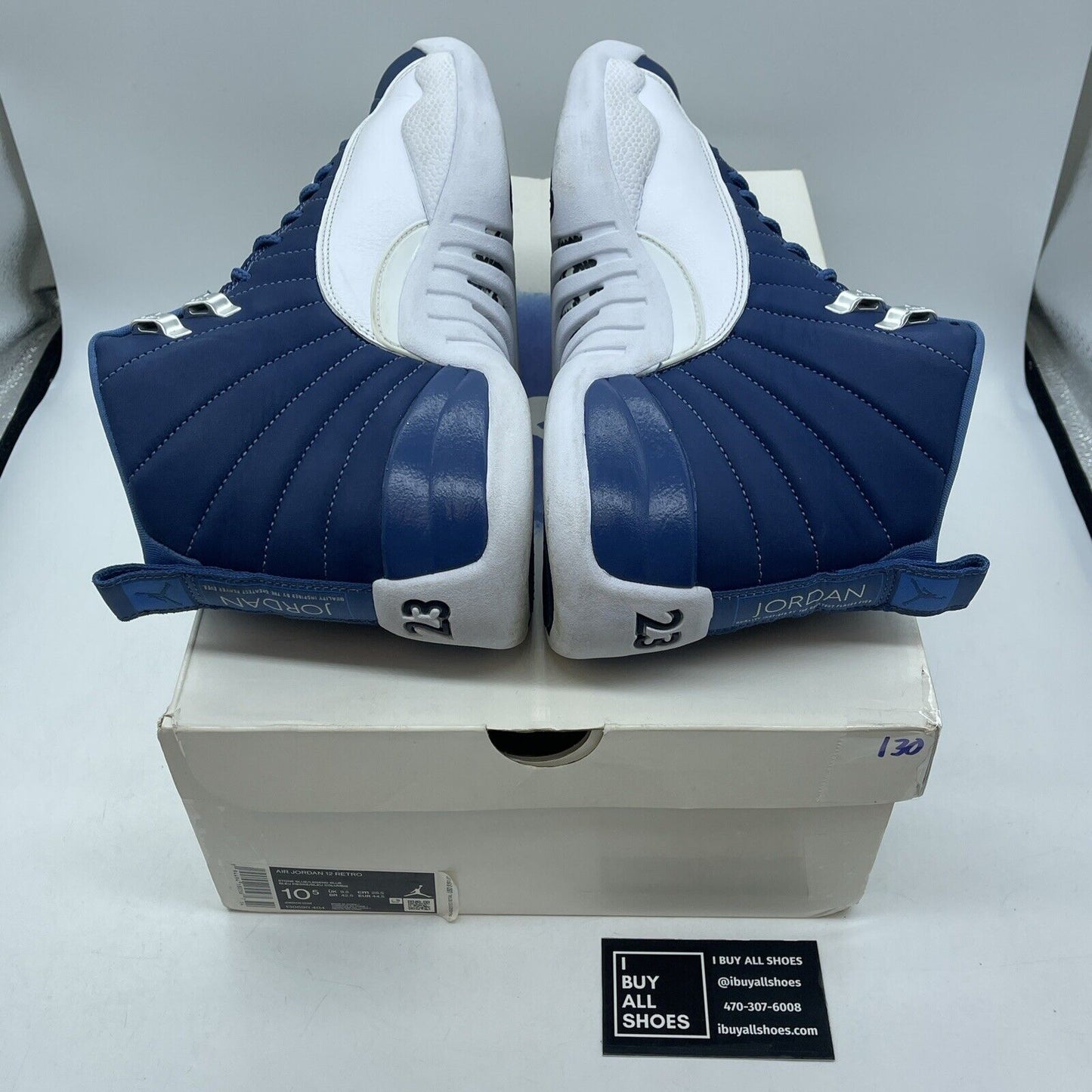 Size 10.5 - Jordan 12 Retro Indigo Blue Silver White Leather (130690-404)