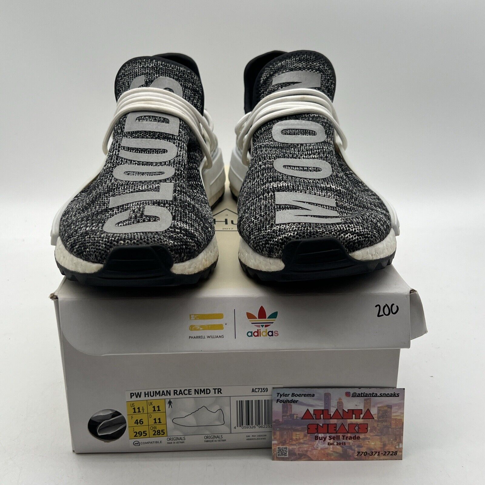 Size 11.5 - adidas Pharrell x NMD Human Race Trail Oreo White Black (AC7359)