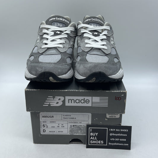 Size 5.5 - New Balance 992 Made in USA 2020 Grey White Suede Leather (M992GR)