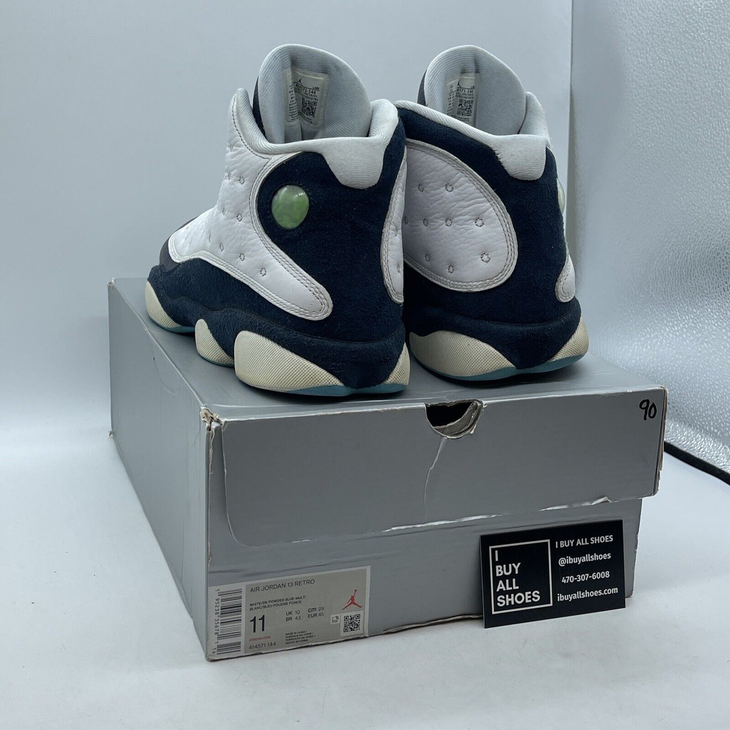 Size 11 - Jordan 13 Retro Obsidian Blue Suede White Leather (414571-144)