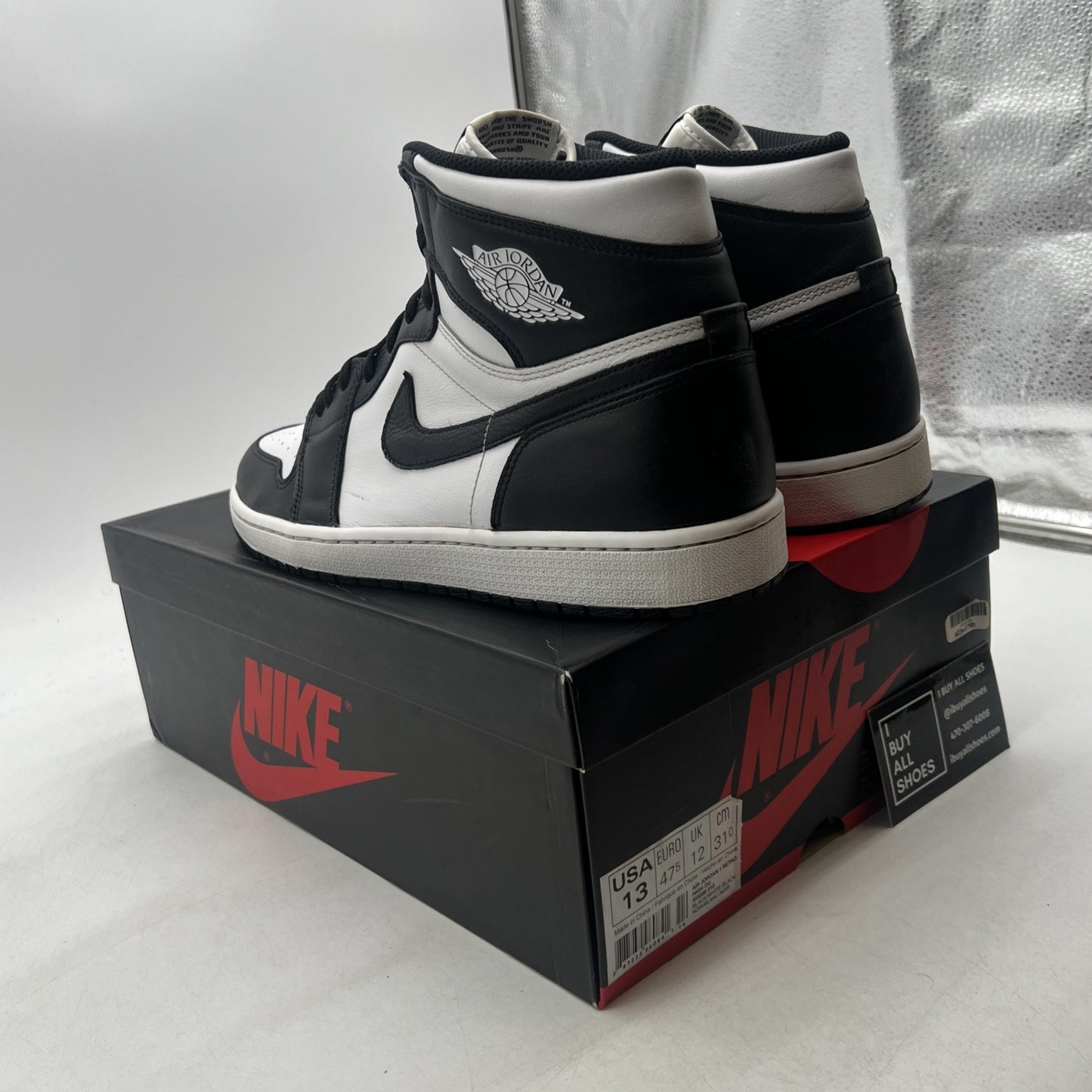 Size 13 - Air Jordan 1 Retro OG 2014 High Black White (555088-010)