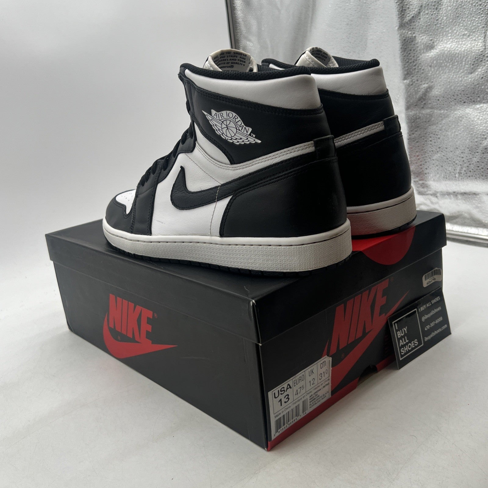 Size 13 - Air Jordan 1 Retro OG 2014 High Black White (555088-010)