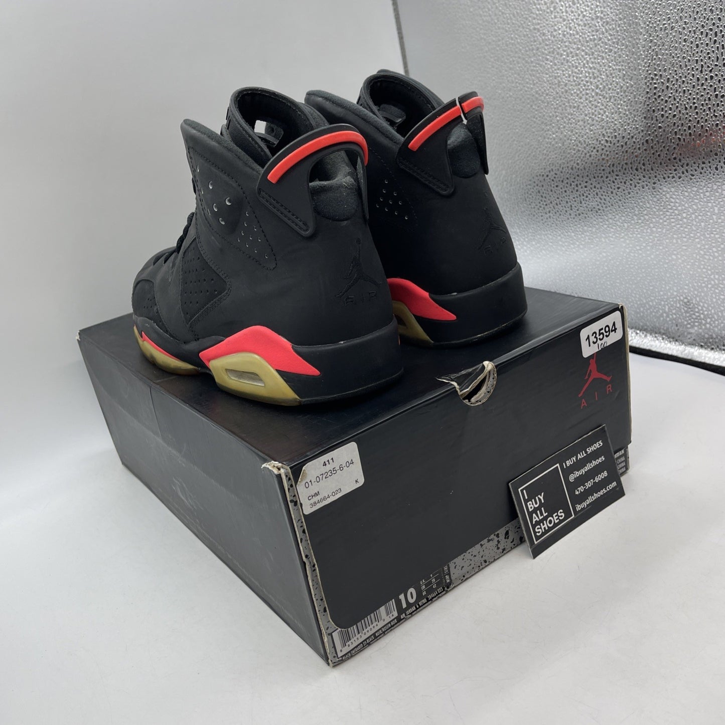 Size 10 - Jordan 6 Retro Infrared Black Pink Suede (384664-023)