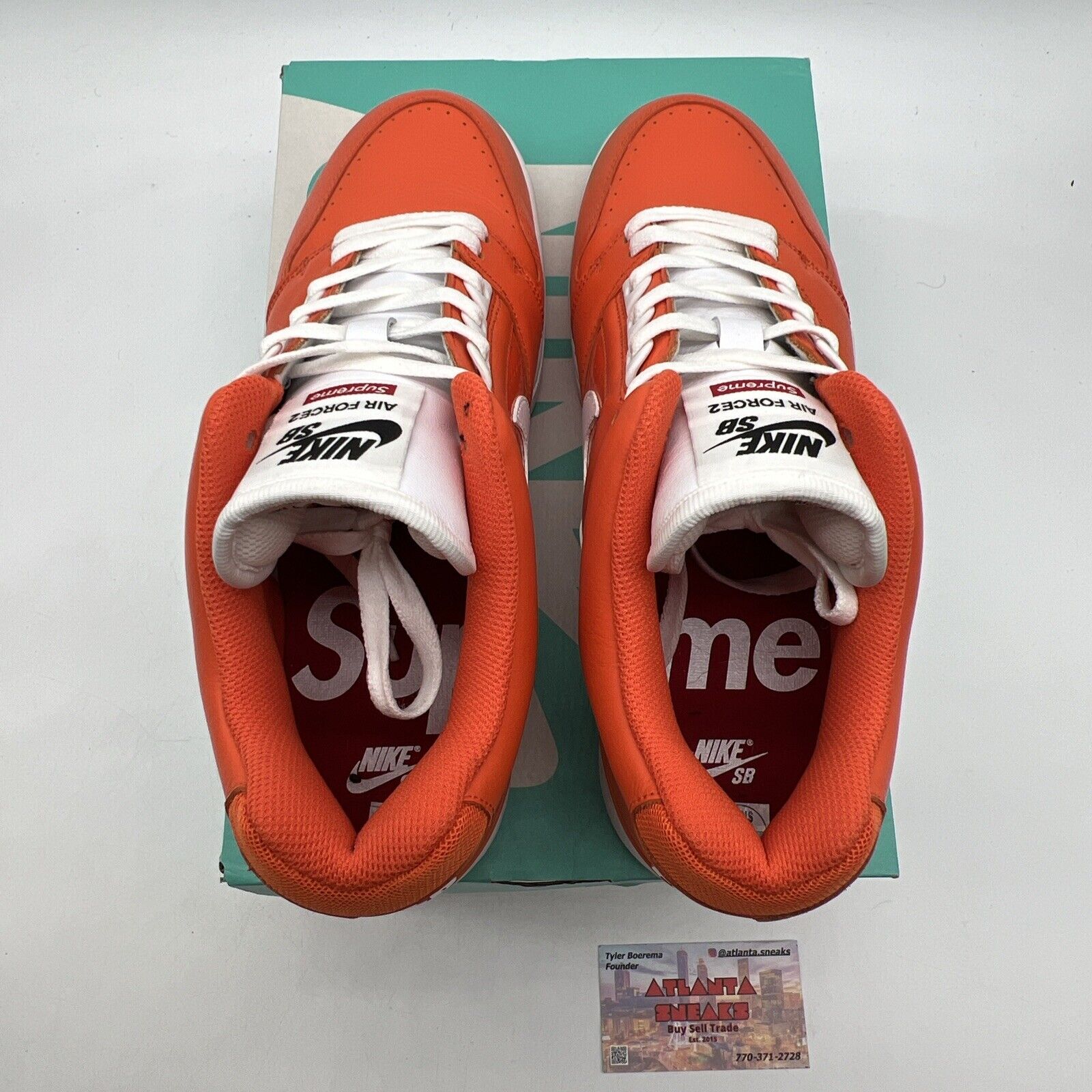 Size 10.5 - Nike Supreme x Air Force 2 Orange Leather (AA0871-818)