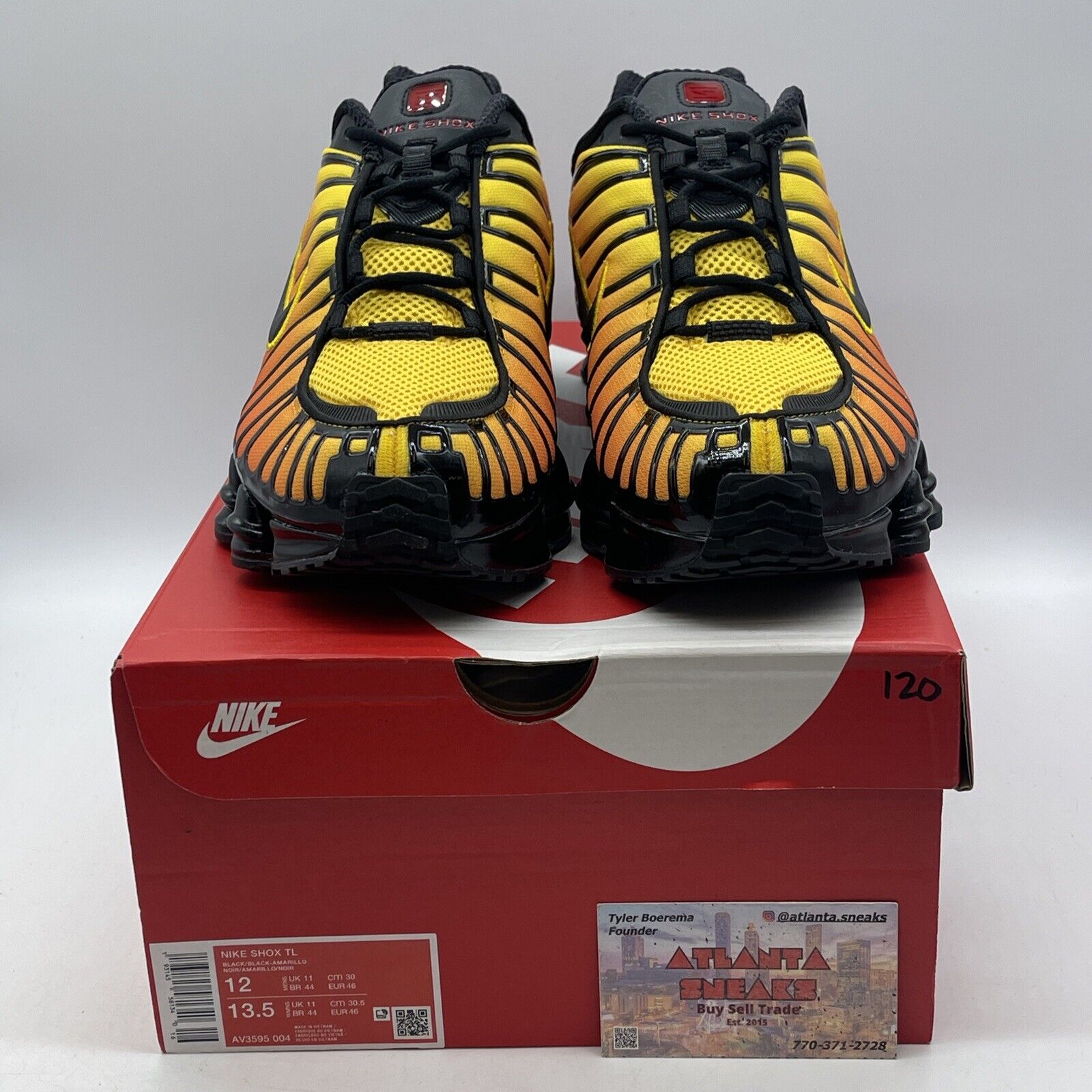 Size 12 - Nike Shox TL Sunrise Gradient Black Orange Yellow Suede (AV3595-004)