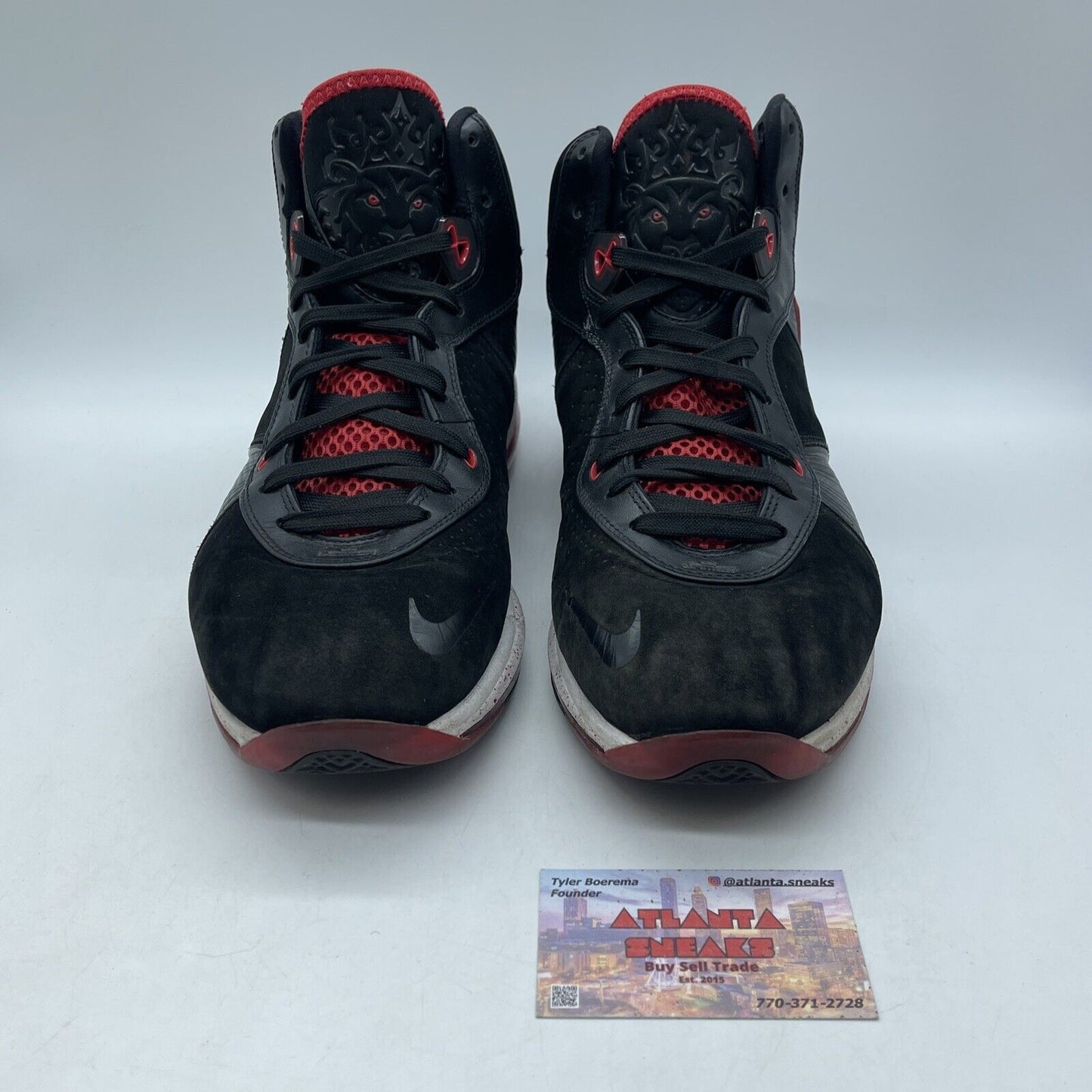 Size 12 - Nike LeBron 8 Bred Red White Black Suede Leather (417098-002)