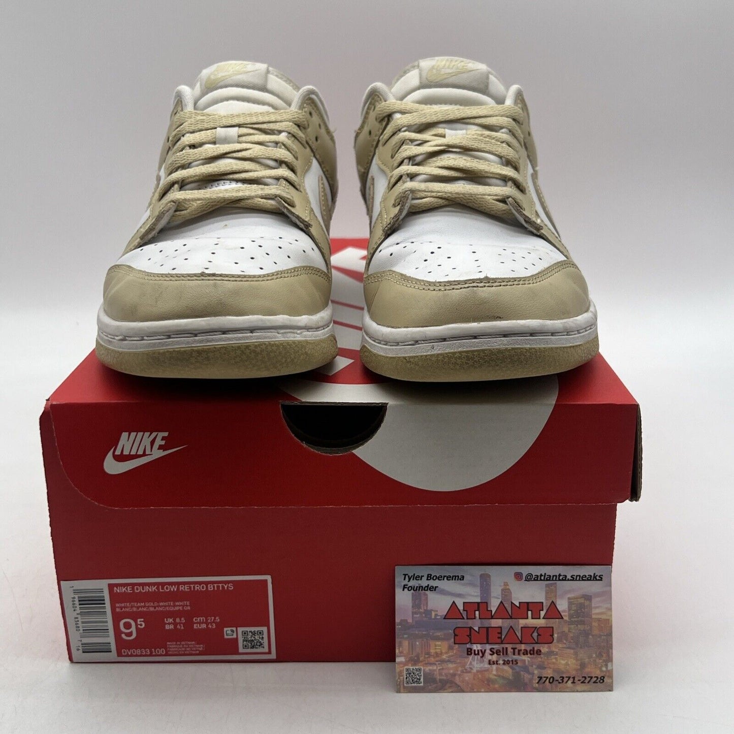 Size 9.5 - Nike Dunk Low Team Gold White Tan Leather (DV0833-100)