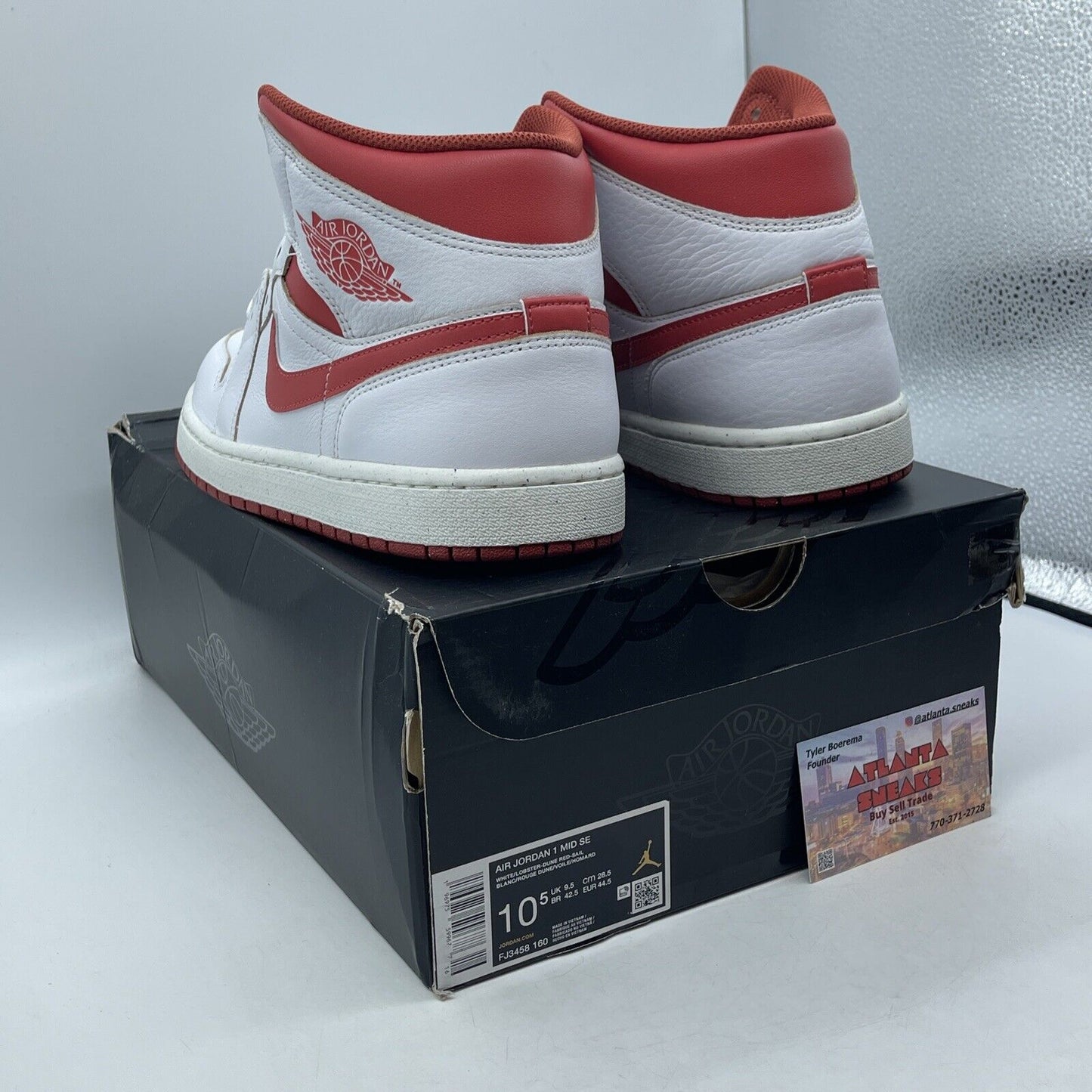 Size 10.5 - Air Jordan 1 Mid SE White Dune Red Leather (FJ3458-160)