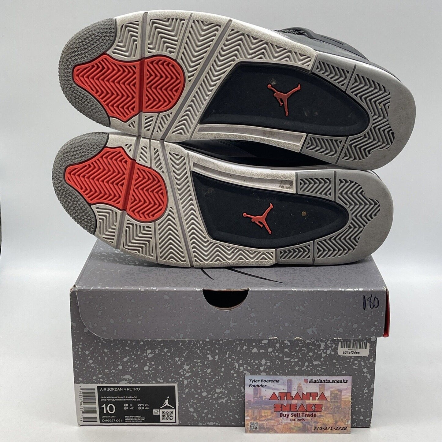 Size 10 - Jordan 4 Retro Mid Infrared Black Leather Grey Suede (DH6927-061)