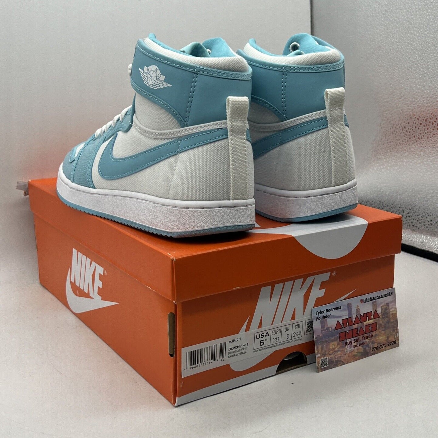 Size 5.5 - Air Jordan 1 KO Bleached Aqua White (DO5047-411)