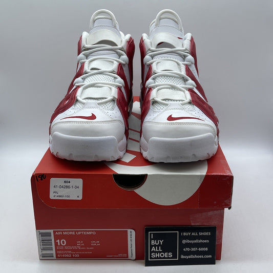Size 10 - Nike Air More Uptempo White Red Leather Suede (414962-100)