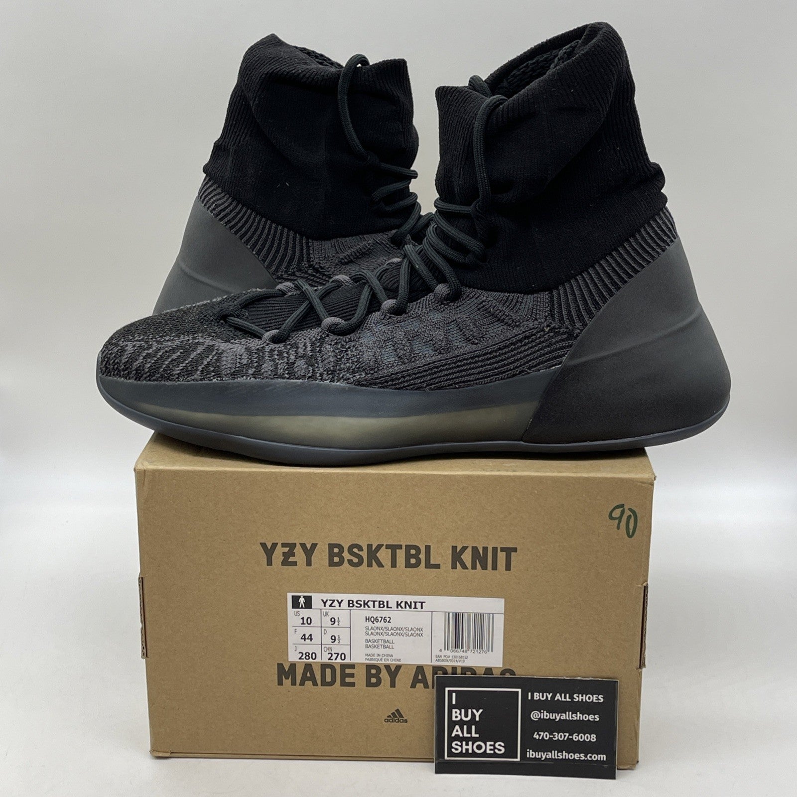 Size 10 - adidas Yeezy Basketball Knit Onyx Black Suede (HQ6762)
