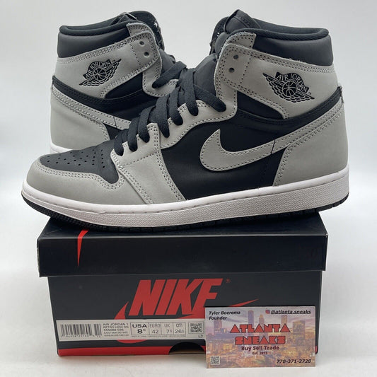 Size 8.5 - Jordan 1 Retro OG High Shadow 2.0 Grey White Black Suede (555088-035)