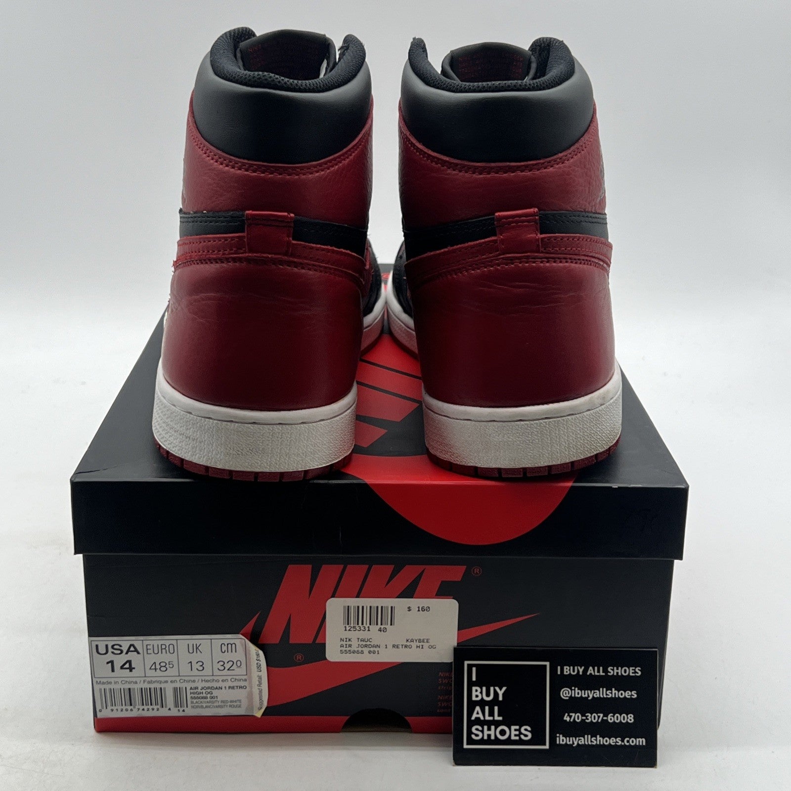 Size 14 - Air Jordan 1 Retro OG High Banned, Bred (555088-001)