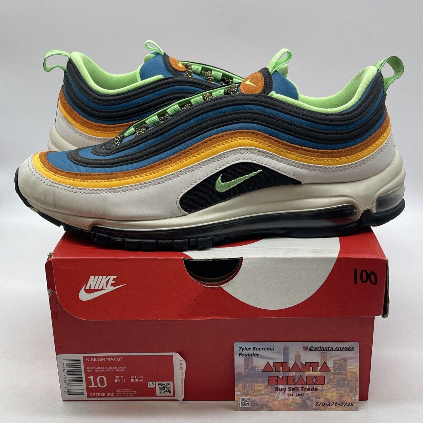 Size 10 - Nike Air Max 97 Green Abyss Illusion Green Black White (CZ7868-300)