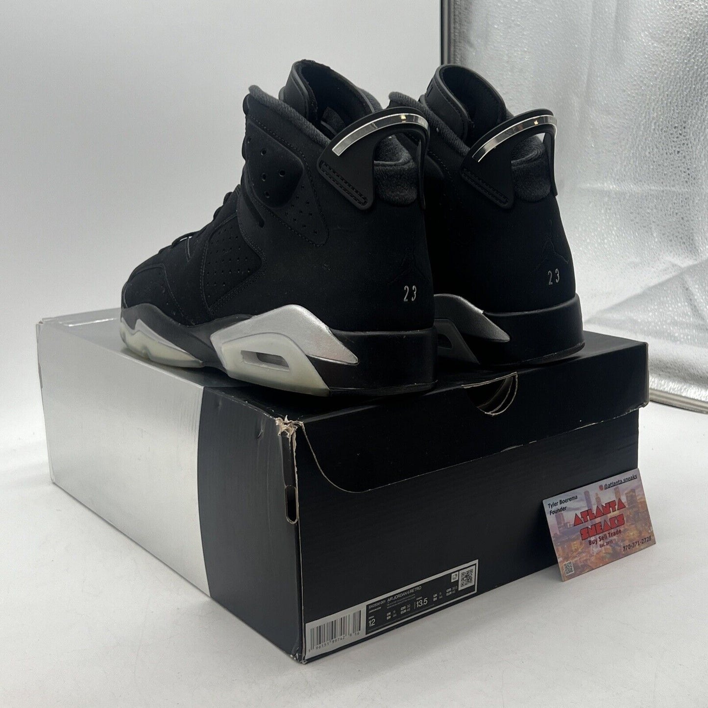 Size 12 - Jordan 6 Retro Mid Chrome Black Suede (DX2836-001)