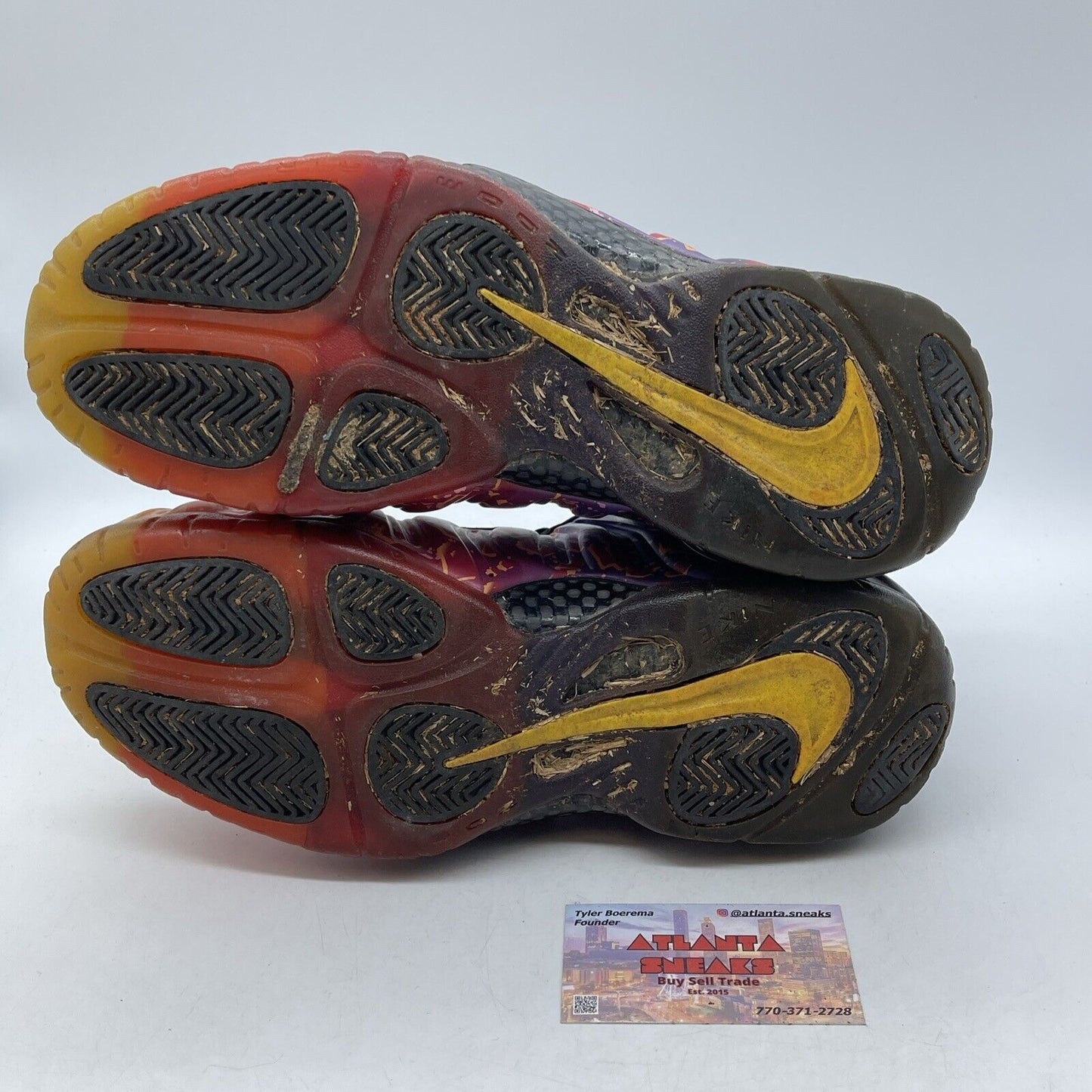 Size 10.5 - Nike Air Foamposite Pro Prm Area 72 Yellow Purple Red (616750-600)