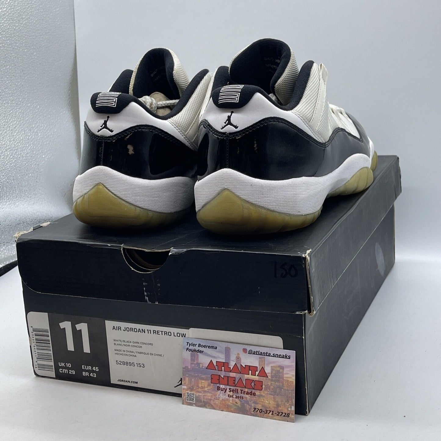 Size 11 - Air Jordan 11 Retro Low Concord Black Leather White Suede (528895-153)
