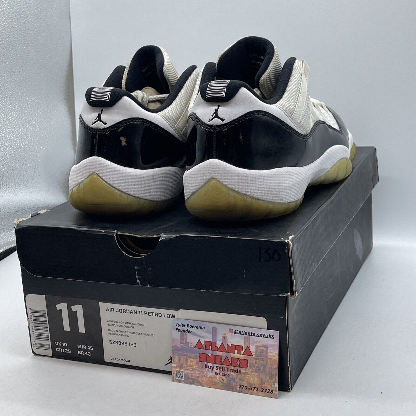 Size 11 - Air Jordan 11 Retro Low Concord Black Leather White Suede (528895-153)