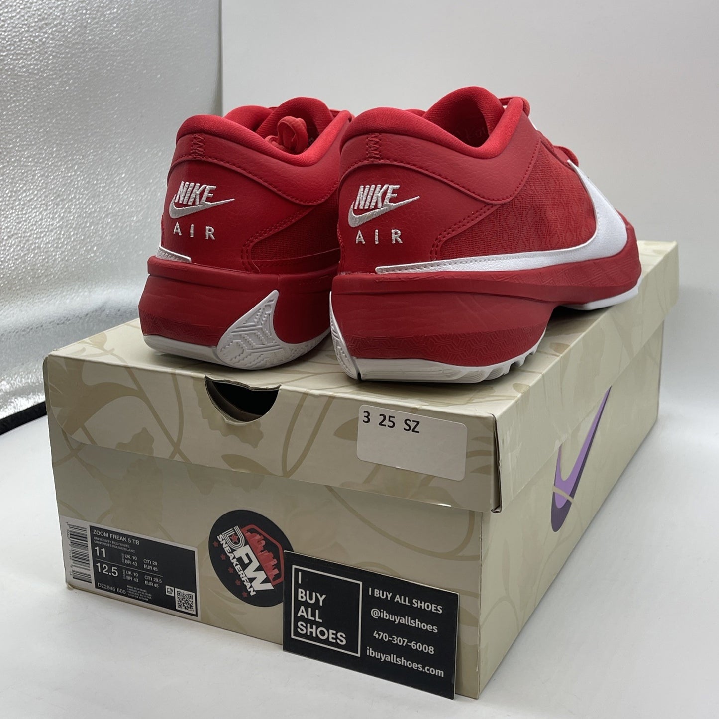 Size 11 - Nike Zoom Freak 5 TB University Red White Suede Leather (DZ2946-600)