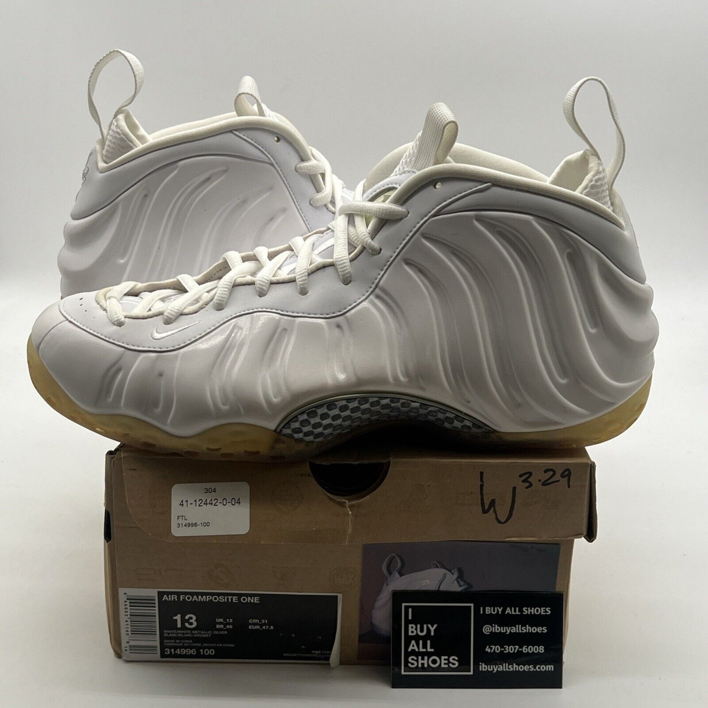 Size 13 - Nike Air Foamposite One White-Out (314996-100)