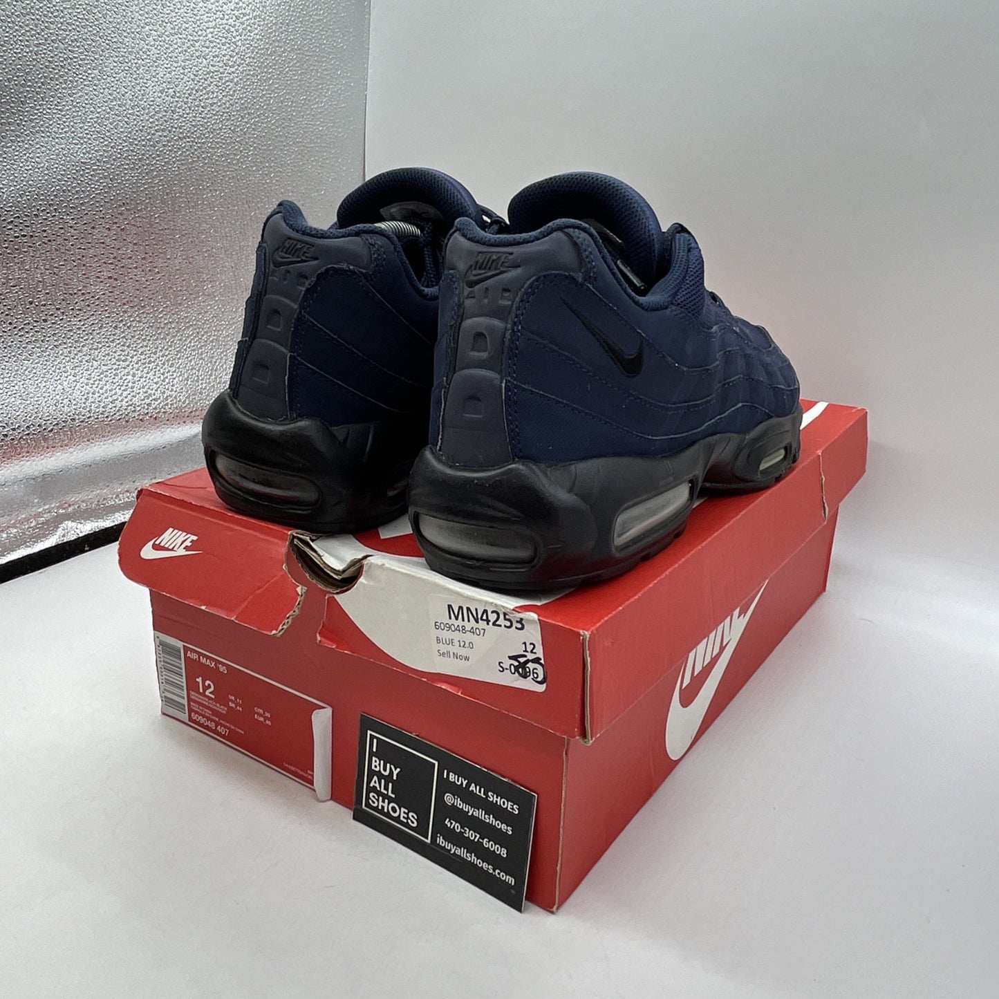 Size 12 - Nike Air Max 95 Obsidian Black Suede Leather (609048-407)