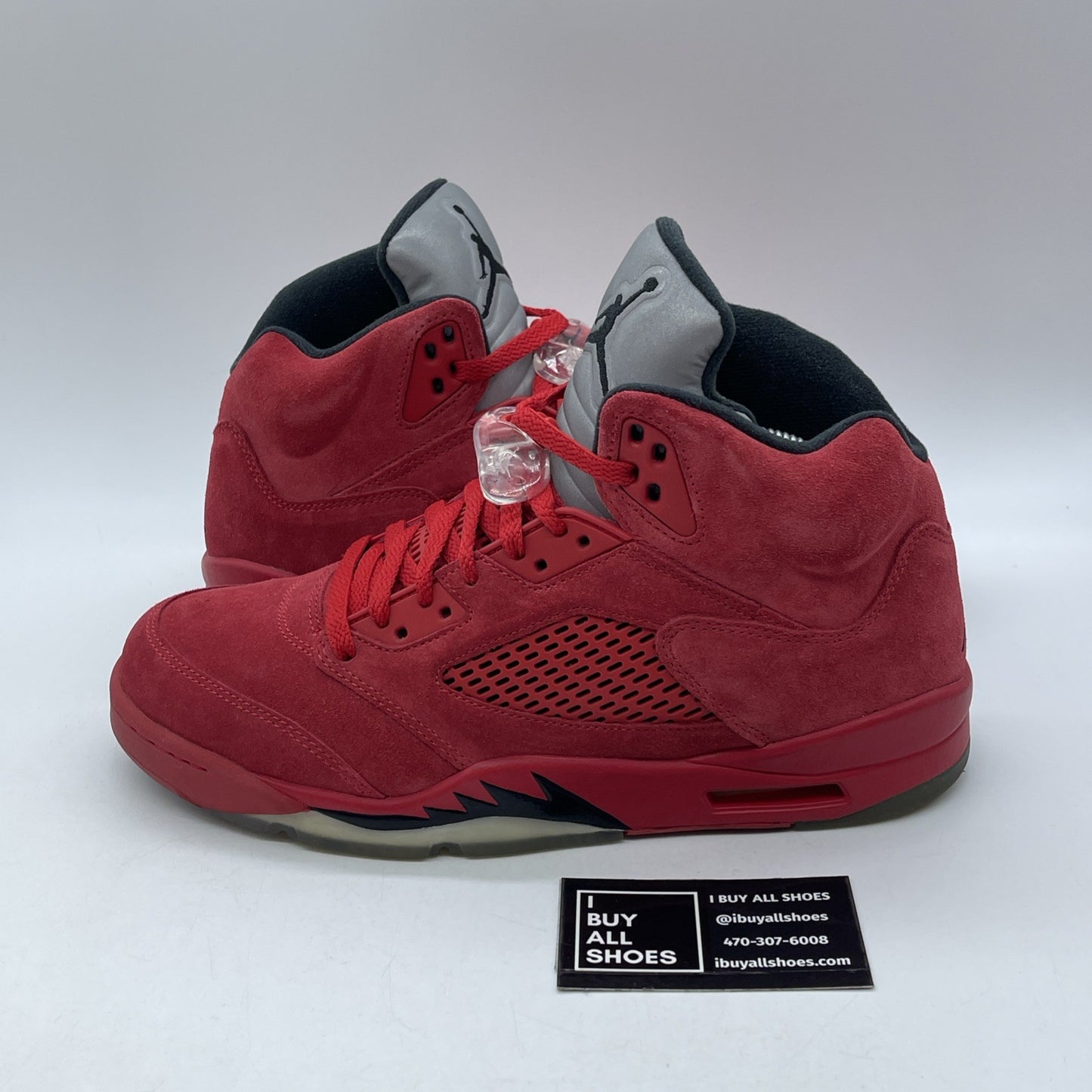 Size 9.5 - Air Jordan 5 Retro Red Suede Black (136027-602)