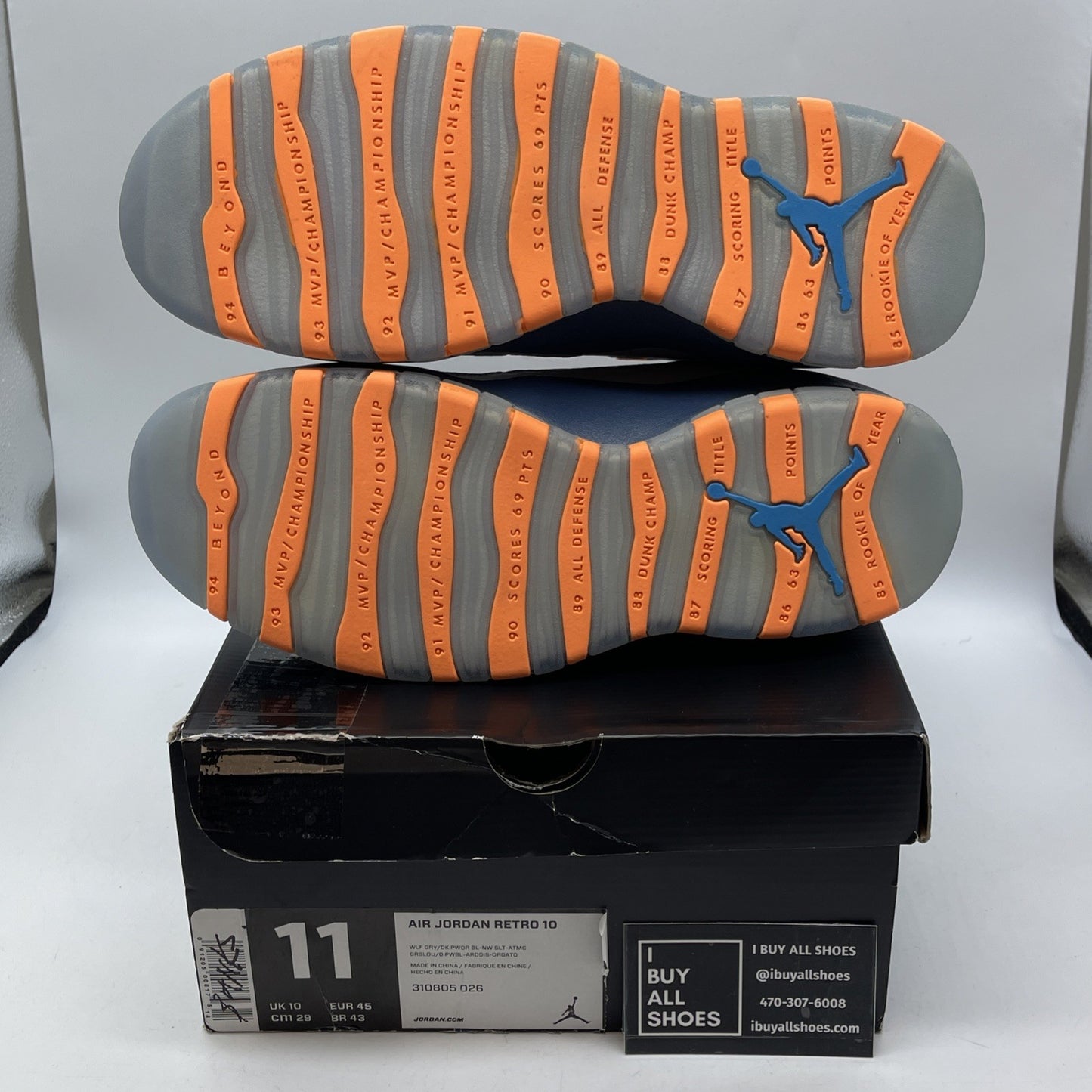 Size 11 - Air Jordan 10 Retro Bobcats Grey Blue Suede Leather (310805-026)