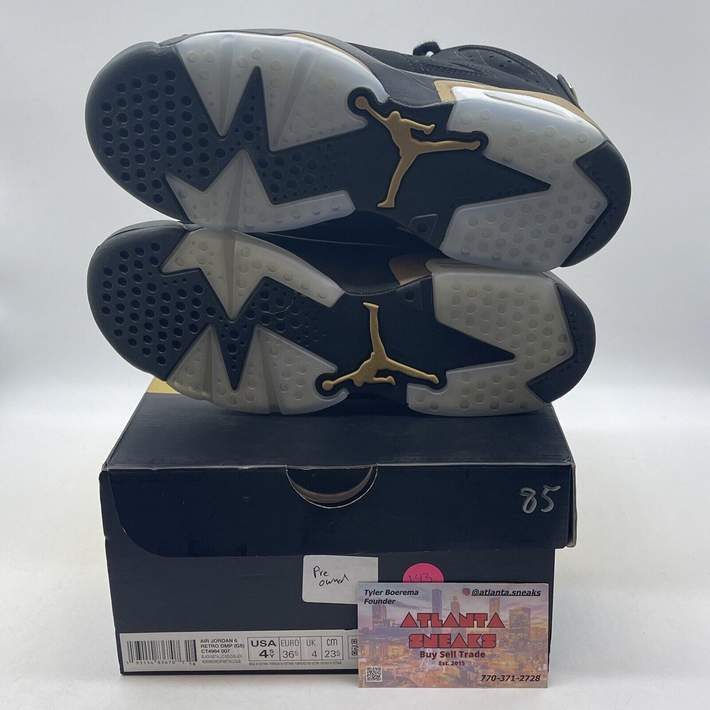 Size 4.5Y - Jordan 6 Retro Defining Moments 2020 Black Gold (CT4964-007)