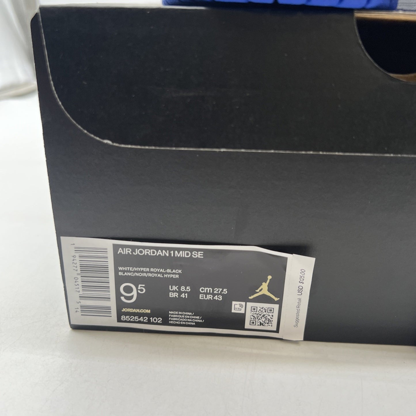 Size 9.5 - Air Jordan 1 SE Mid Royal Black Toe (852542-102)