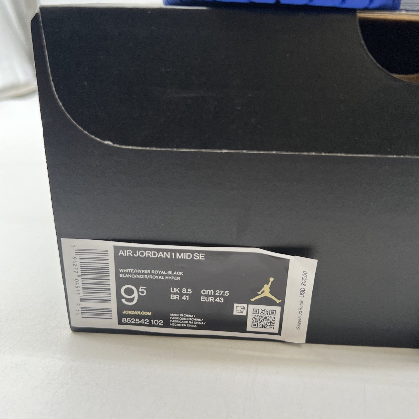 Size 9.5 - Air Jordan 1 SE Mid Royal Black Toe (852542-102)