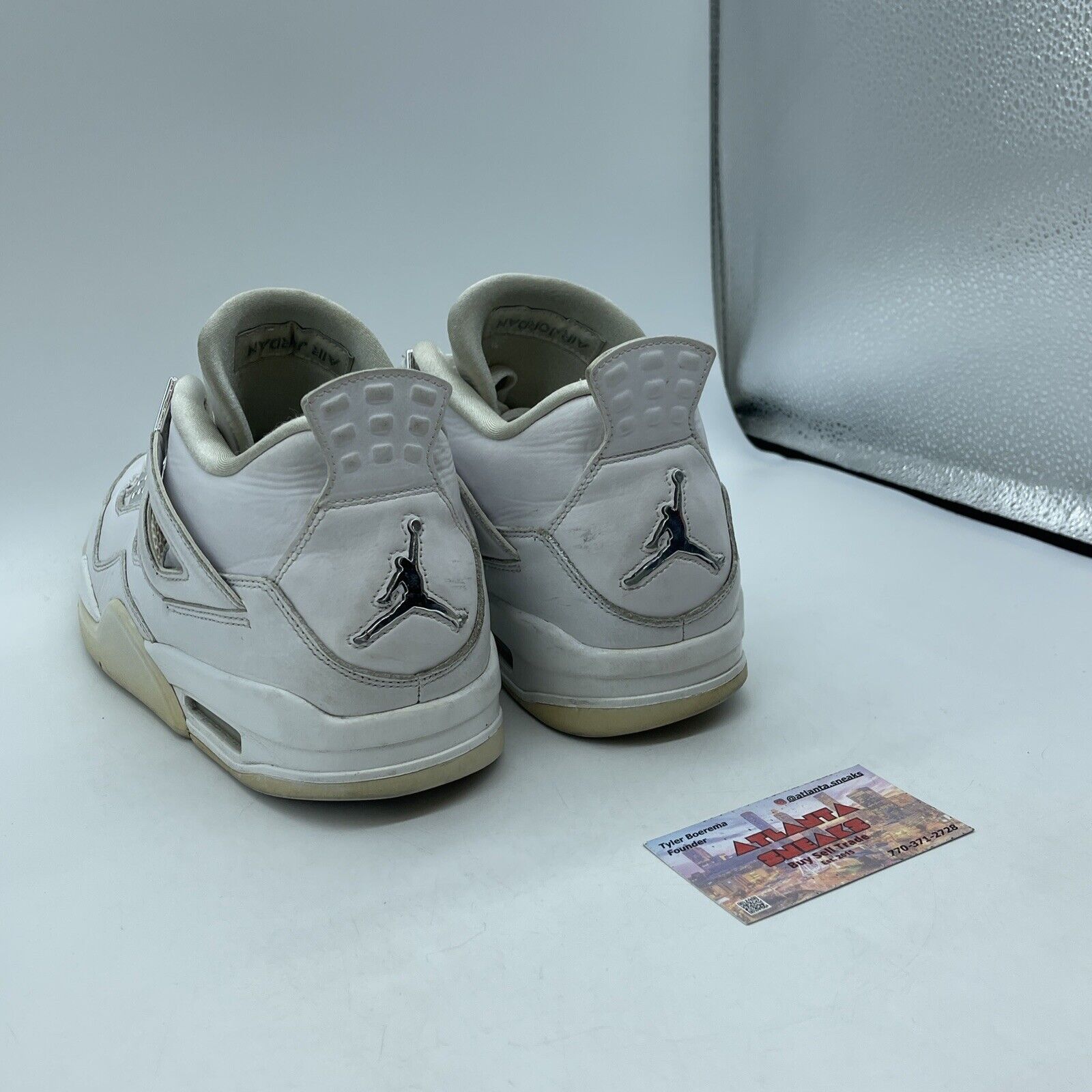 Size 11 - Jordan 4 Retro Mid Pure Money Silver White Leather (308497-100)