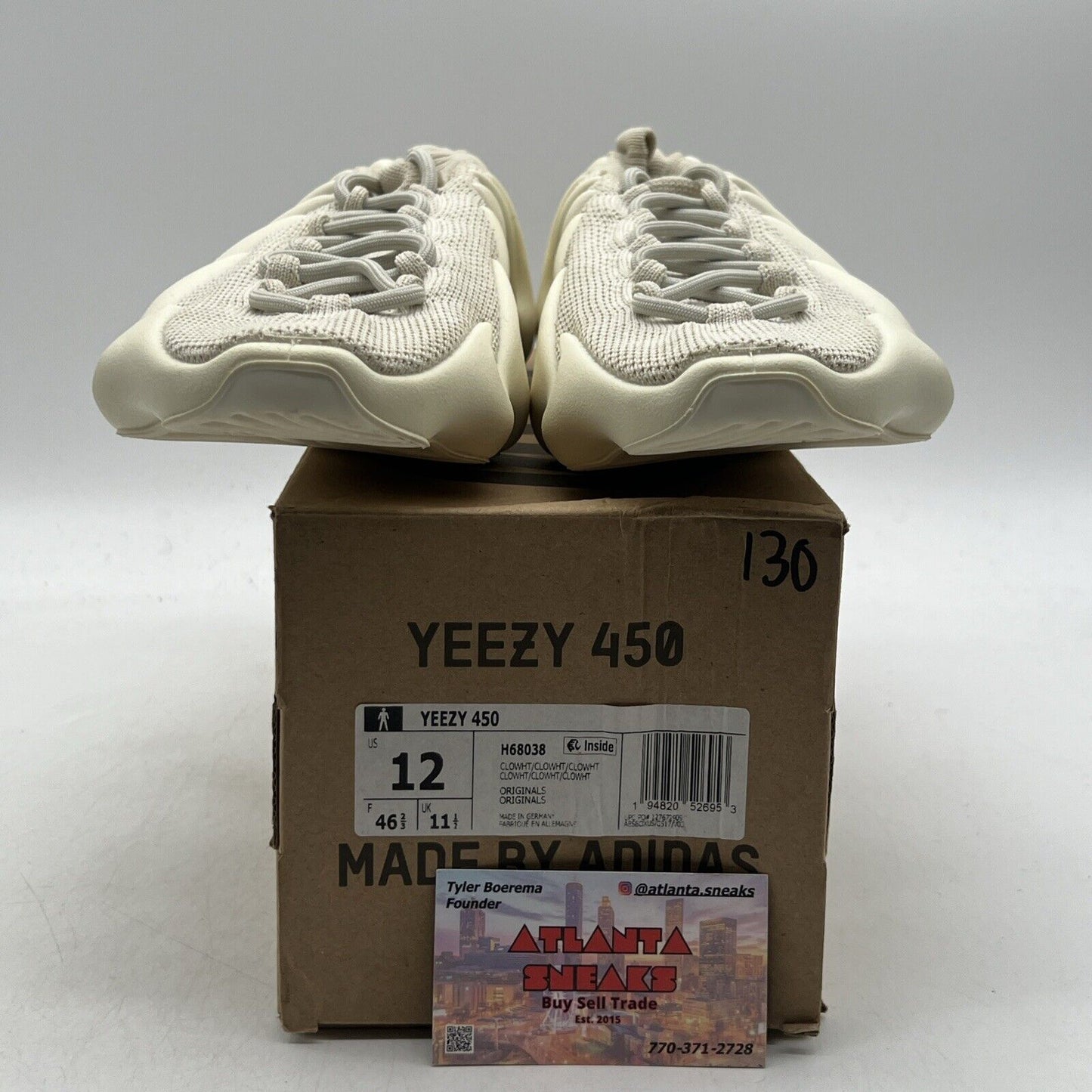 Size 12 - adidas Yeezy 450 Cloud White (H68038)