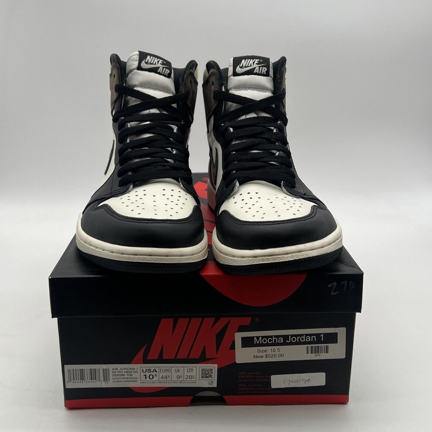 Size 10.5 - Air Jordan 1 Retro OG High Dark Mocha (555088-105)