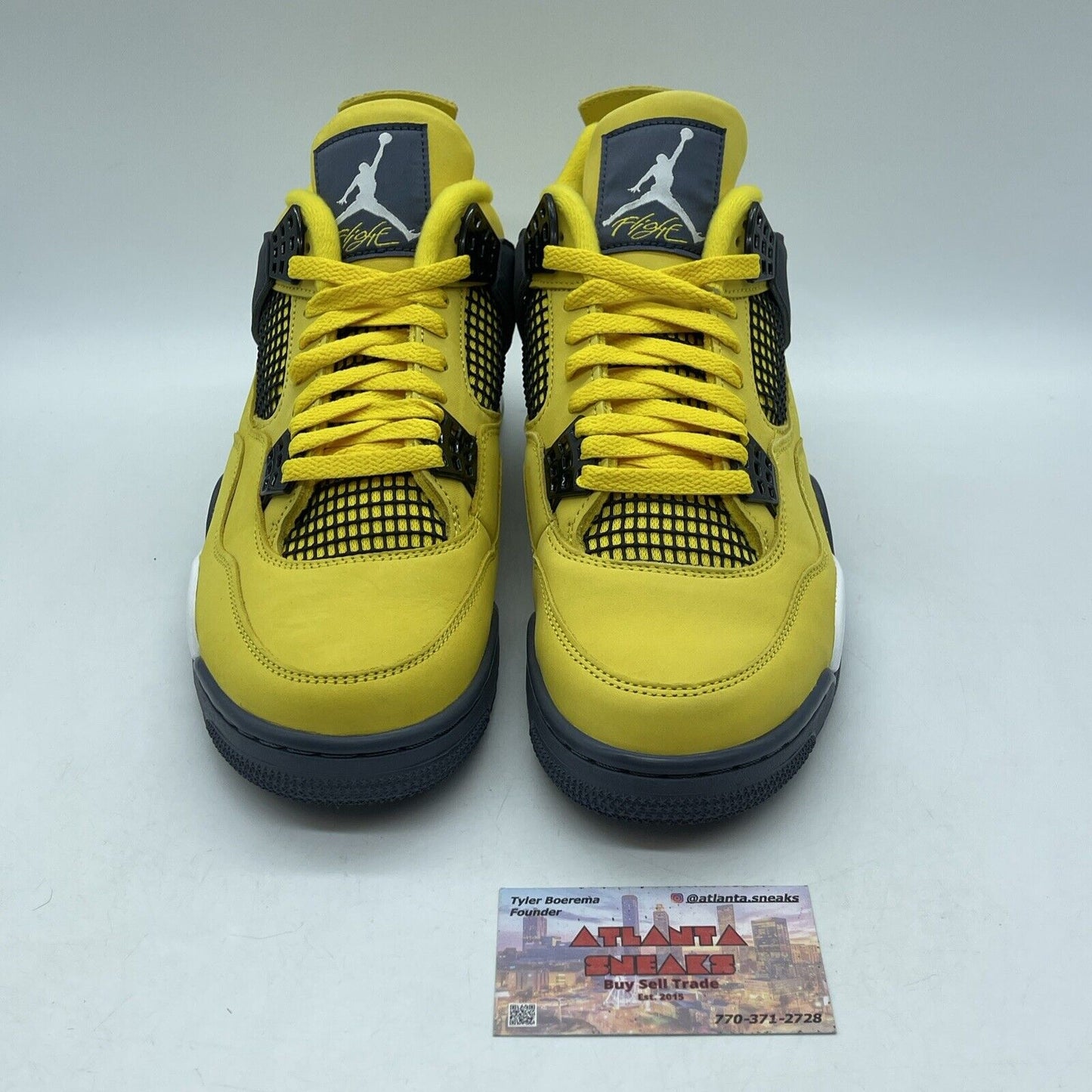 Size 10 - Jordan 4 Retro Mid Lightning White Yellow Suede Black (CT8527-700)